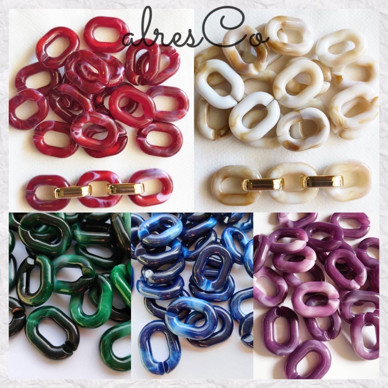 Mote Rantai Oval Marmer Manik Manik ( Bahan Strap Masker, konektor)