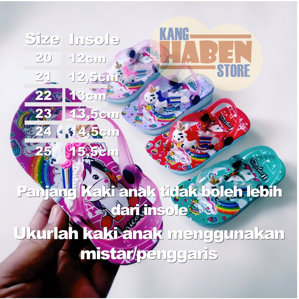 Sandal Jepit Anak Bayi Cewek Alas Bergambar Karakter Unicorn Ringan Dulux 283UNC