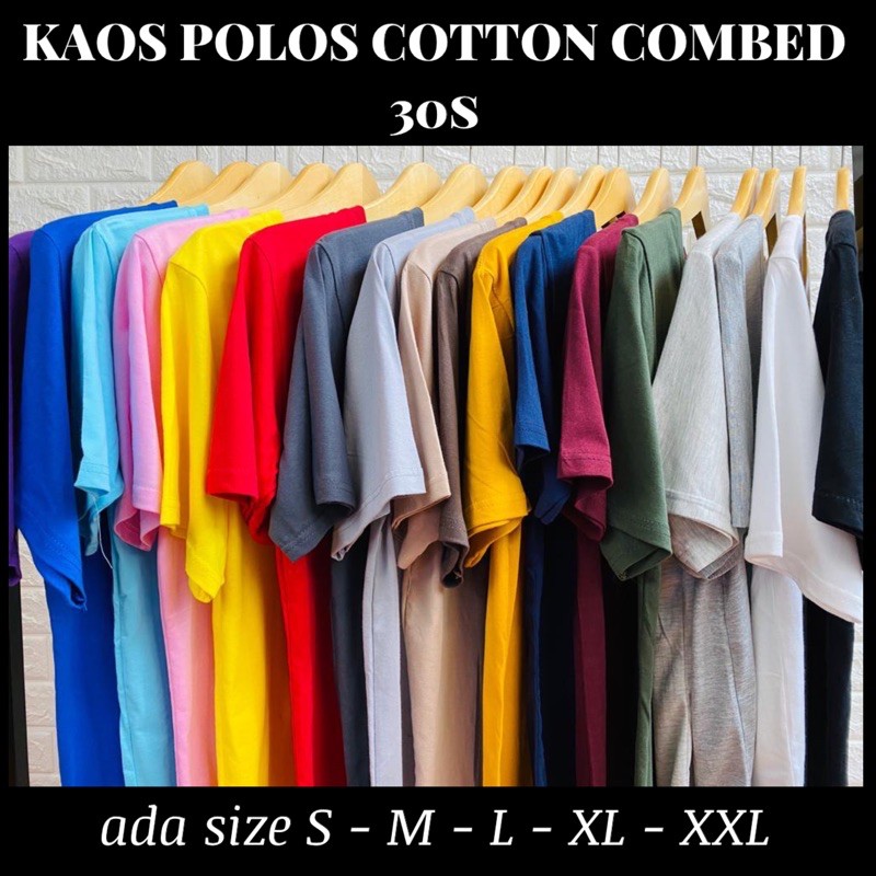 KAOS POLOS A COTTON COMBED 30S BASIC TEE KATUN UNISEX MURAH O NECK OBLONG GROSIR ABG CASUAL DISTRO