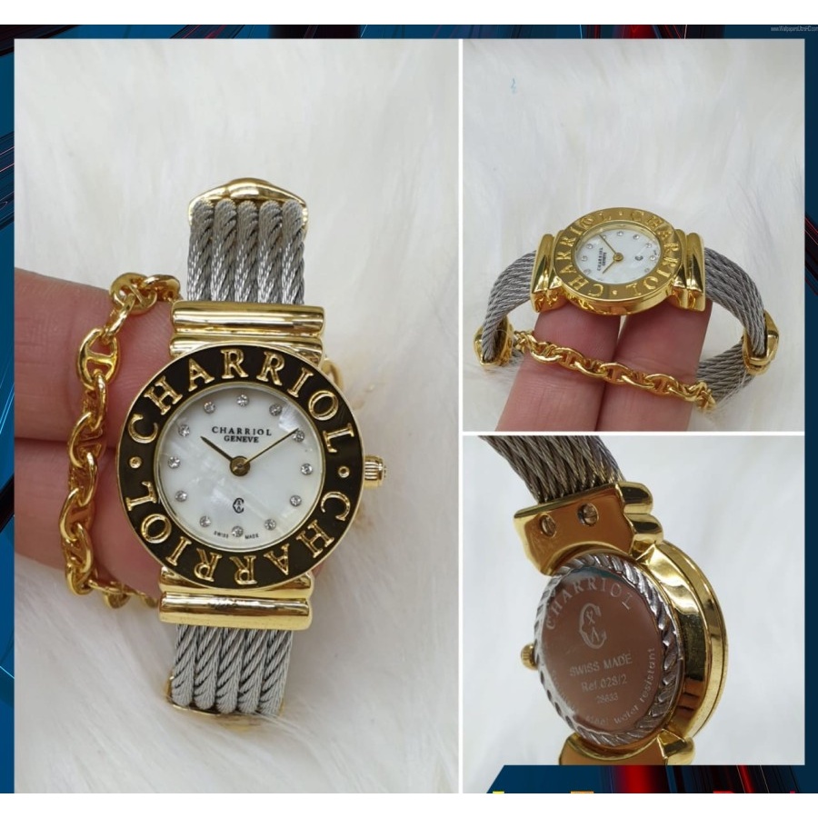 Extra Hemat  Jam Tangan Wanita Import Terbaru CHR Second Combinasi Gold Diameter 26mm Stainless Stee