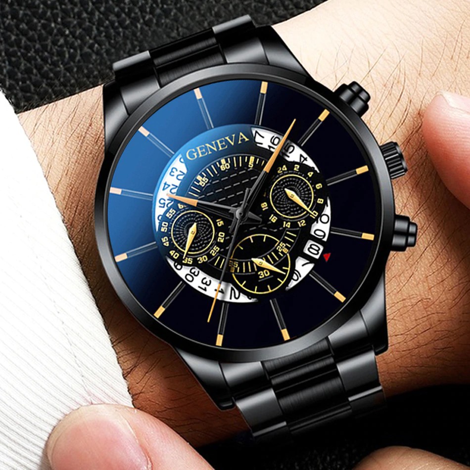 ✅COD Jam Tangan Pria Geneva Chrono Stainless