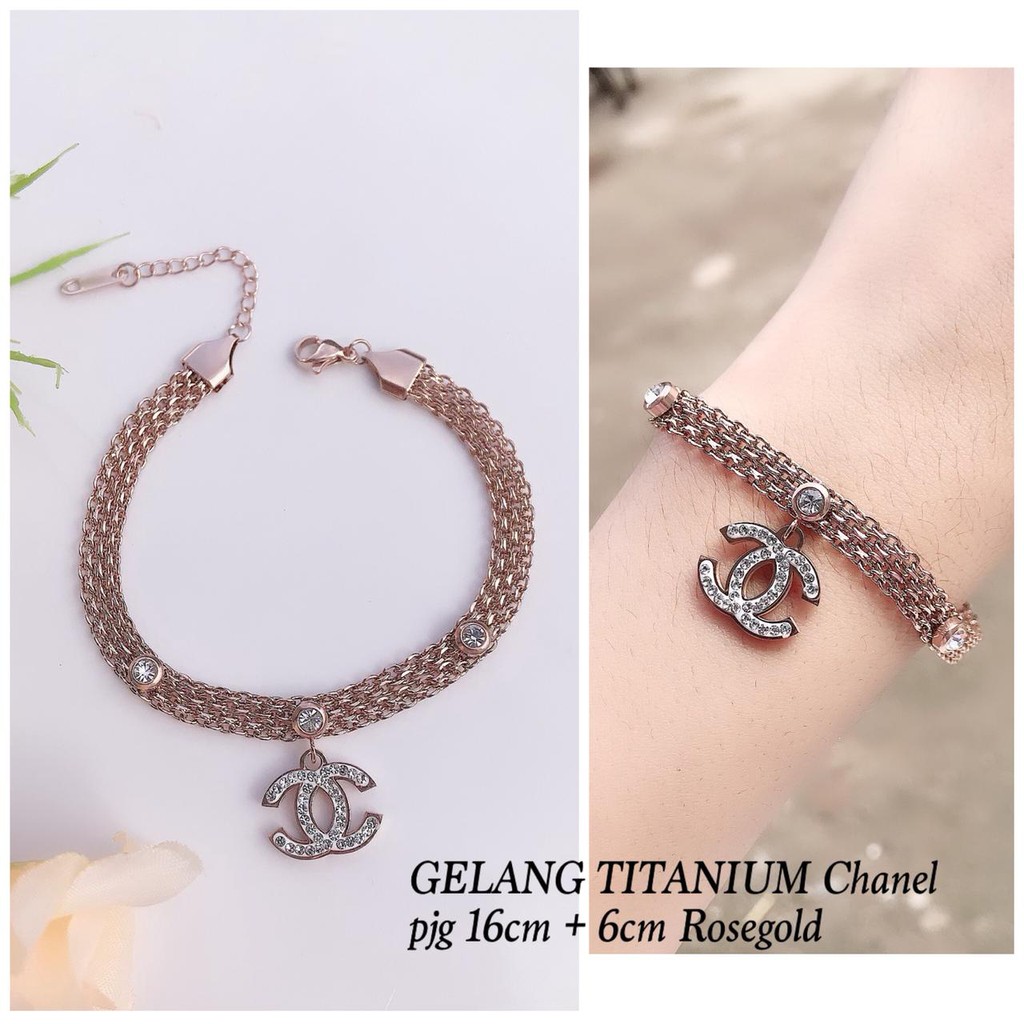 COD gelang tangan fashion wanita titanium asli anti karat korea style model CH sisik ular