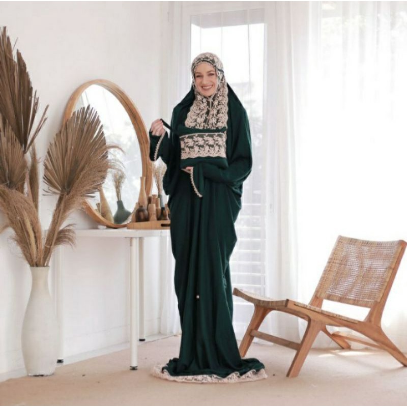 Mukena Dewasa Terusan Shireen Renda Prada Mewah Jumbo khadijah Tas Khalisha