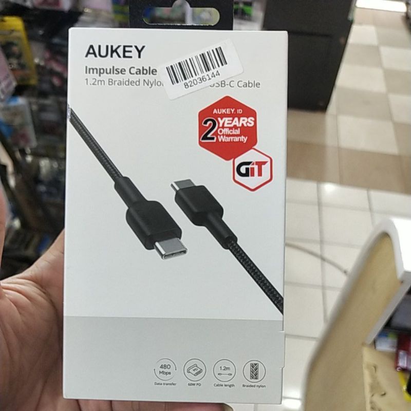 KABEL AUKEY NYLON C TO C  ORIGINAL. GARANSI 2 TAHUN