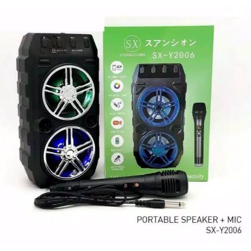 SPIKER BLUETOOTH MIC BASS/ spiker bluetooth led double bas free mic