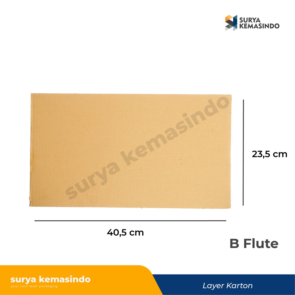 

Box Packing Lembaran B flute 40,5x23,5 cm layer/layerkarton/karton/sheet-jaya packaging