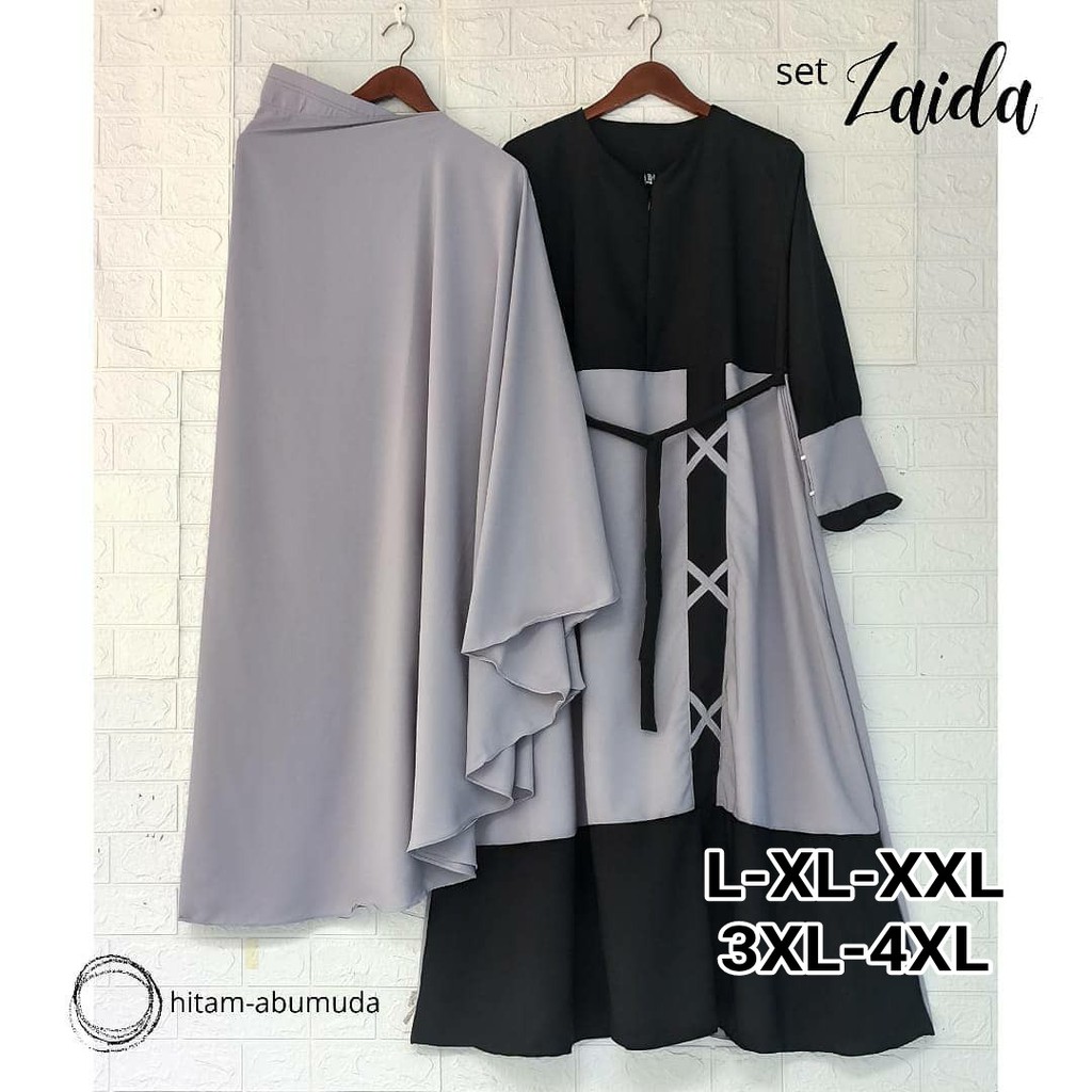 ZAIDA SYARI GAMIS SYARI UKURAN L XL XXL 3XL 4XL JUMBO BUSUI + KHIMAR SET MURAH DRESS POLOS TERBARU GAMIS KEKINIAN