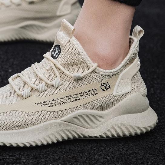 ► WAADOO Sport Shoes Pria BRO Sepatu Running Olahraga Krem ❈