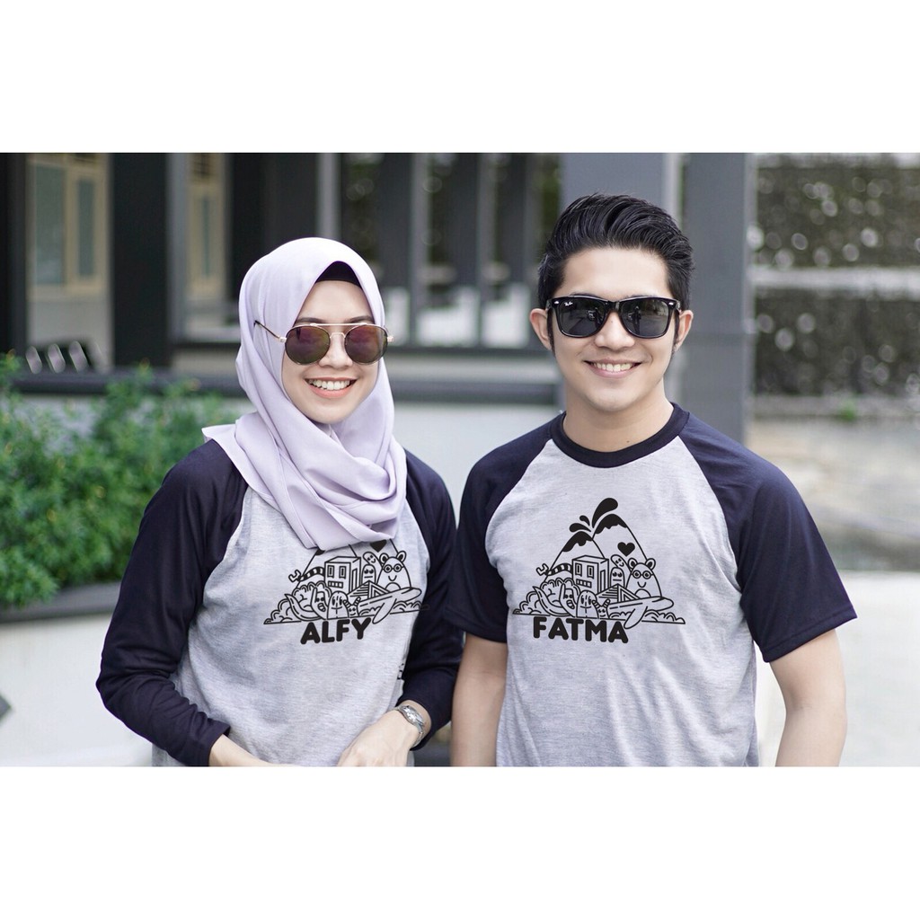 Kaos Couple Pasangan Cetak Nama Romantis Shopee Indonesia