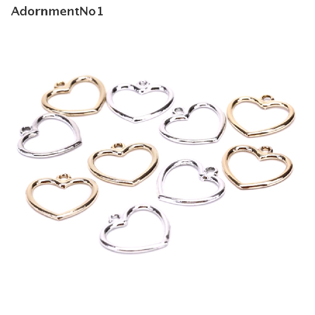 (AdornmentNo1) 10pcs / Set Liontin Bentuk Hati Hollow Out Bahan Alloy Untuk Kerajinan Tangan DIY