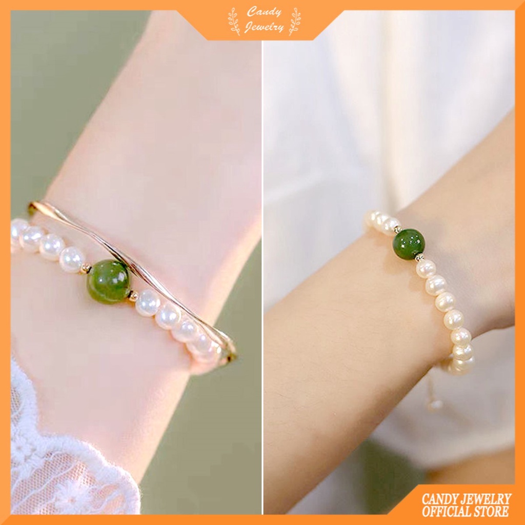 Gelang Manik-Manik Mutiara Opal Warna Permen Untuk Wanita