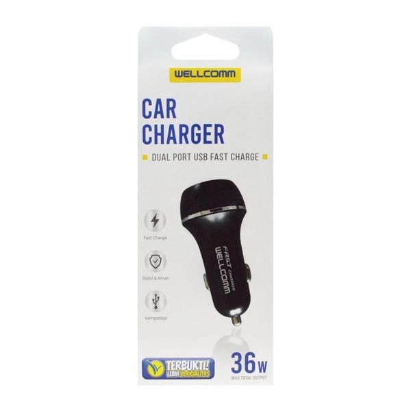 NA - Charger Mobil 36w Fast Charging 2 USB 6a Wellcomm w2