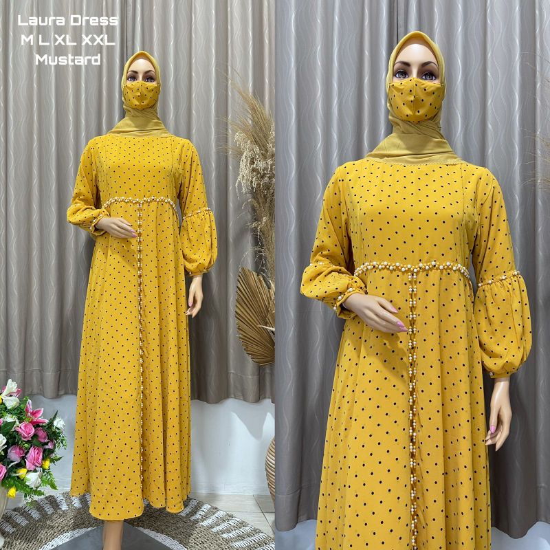 DRESS PESTA MEWAH//GAMIS LAURA DRESS TANGAN BALON FULL MUTIARA//GAMIS PESTA//GAMIS BRUKAT MEWAH//KEBAYA//GAMIS PENGANTIN//GAMIS WISUDA//GAMIS TULLE MEWAH//BY NAURA