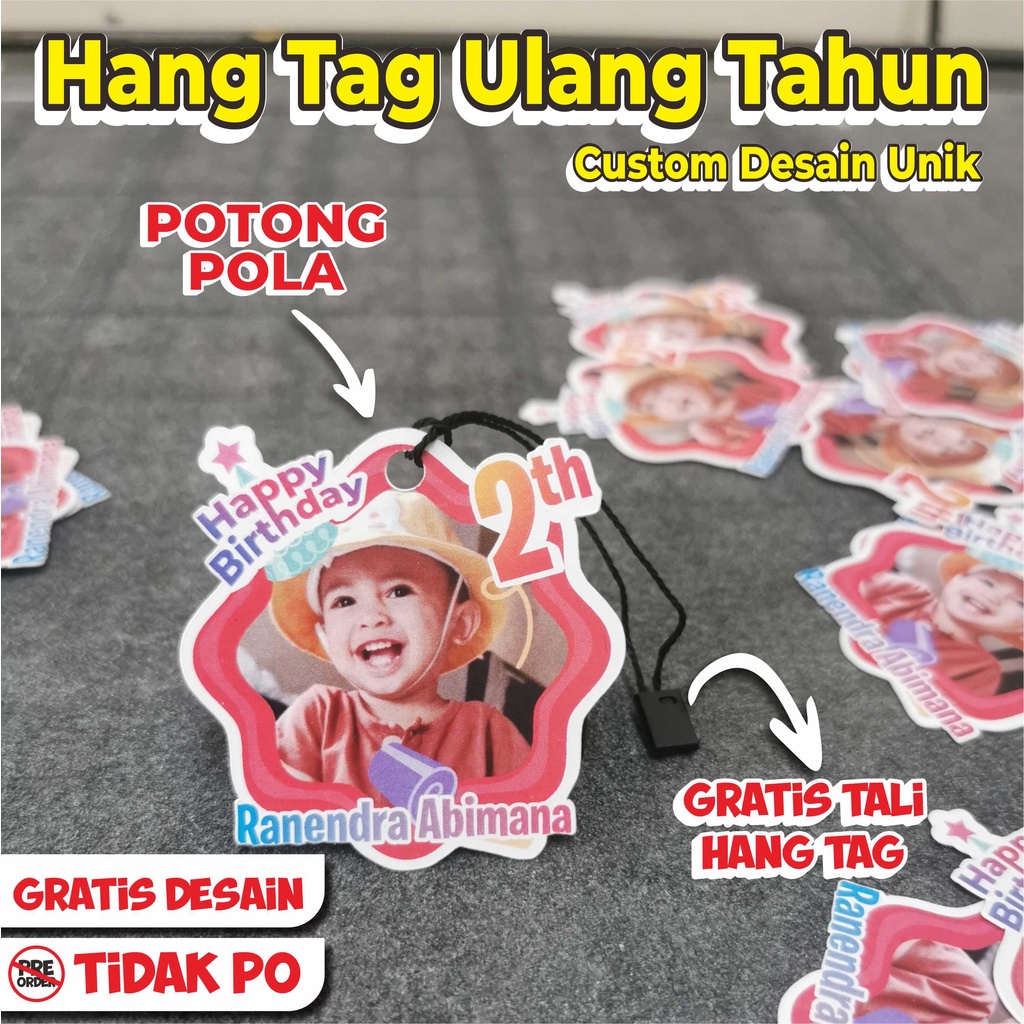 

HANG TAG Ulang Tahun Anak suvenir Custom / birthday souvenir tag card custom / Unik / Murah