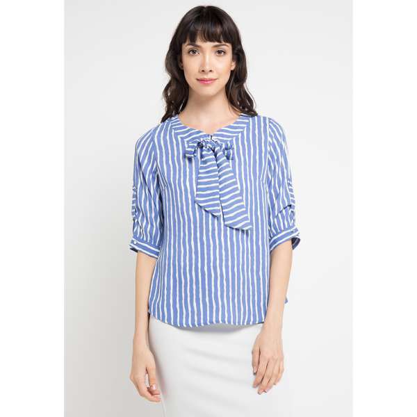 Jual FAME - Blouse Wanita Lengan 7/8 Striped - 9211534 | Shopee Indonesia