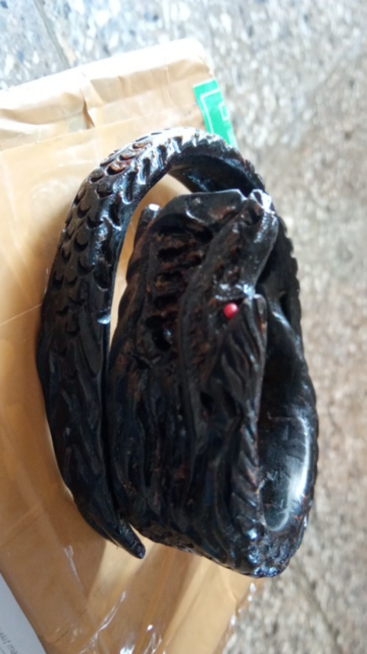 Gelang Kayu Kesehatan Akar Bahar Original Motif Ukir Naga Samping