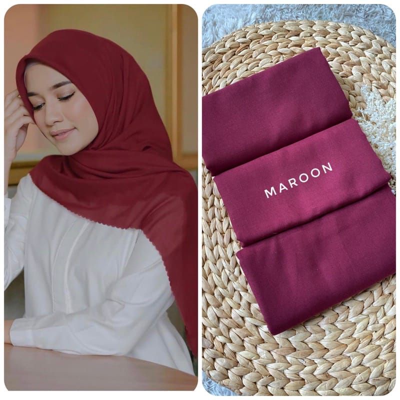 Hijab bahan DenayVoal polos warna maroon