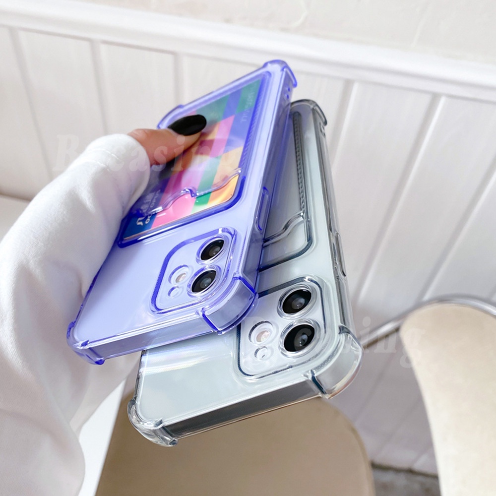 Wallet Card Holder Bag Clear Phone Case for iPhone 13 Pro Max iPhone13 iPhone12 iPhone12Mini iPhone11 iPhoneXr Shockproof Soft Corner Bumper Back Cover BY