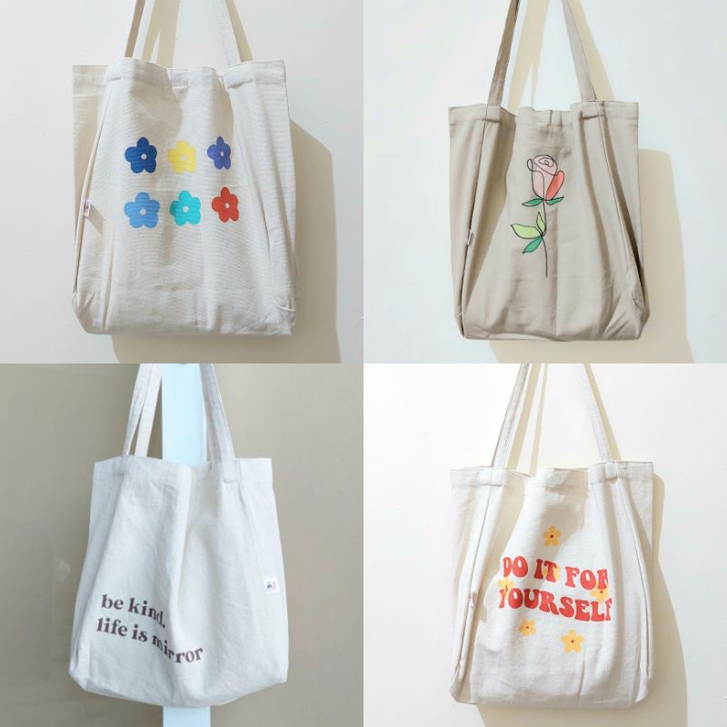 Kindly Nudie Bag Aesthetic Totebag Kuliah Bahan Kanvas