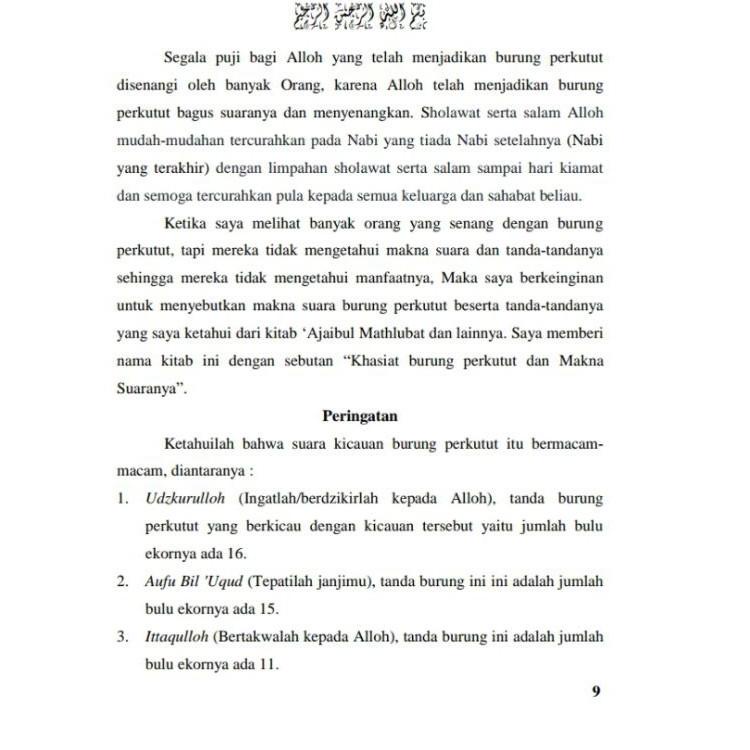 Al Qimari dan Terjemahannya Rahasia Perkutut dan Suaranya {JBG.26Au22ᴶ}