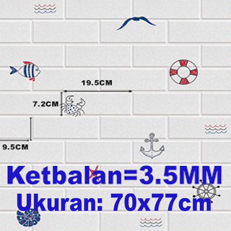 (KaLaTO) Wallpaper dinding 3d motif gambar wallfoam Dekorasi Kamar murah 70x77cm-BK3-8 3.5mm