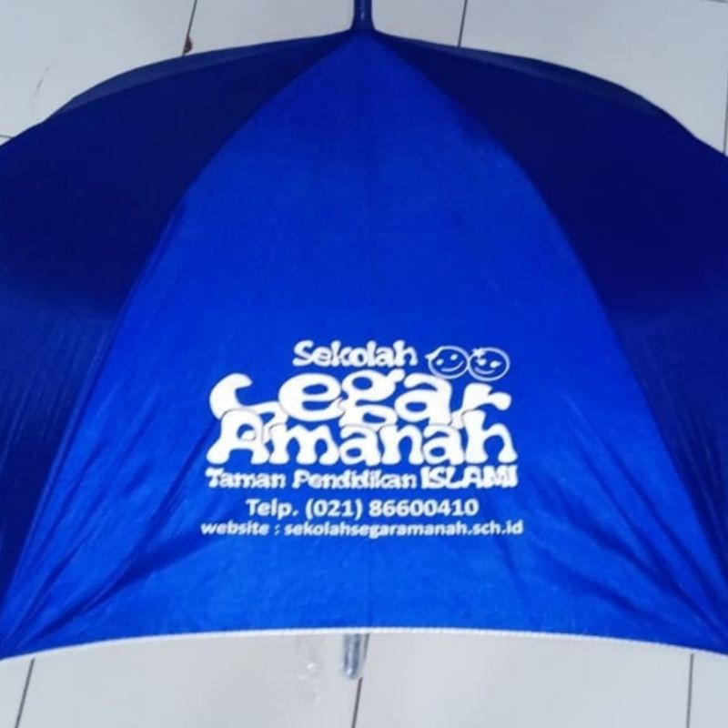 Payung Biru Benhur Bawah Silver UV Protection bisa sablon custom