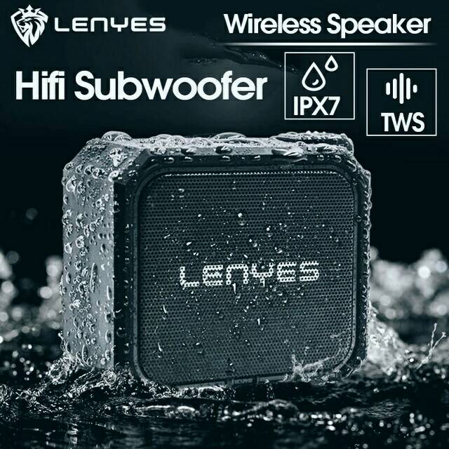 Lenyes 5W Outdoor Woofer TWS Bluetooth Wireless Speaker IPX7 Portable Small Music Player Box