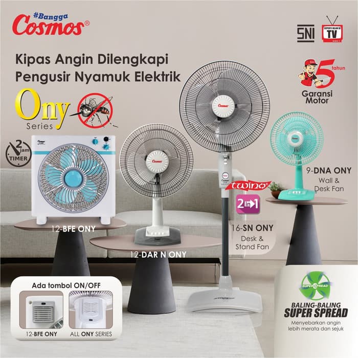 COSMOS Desk Fan 12 inch with Mosquito Repellent / Kipas Angin Meja 12-DAR N ONY - Garansi Resmi 1 Tahun