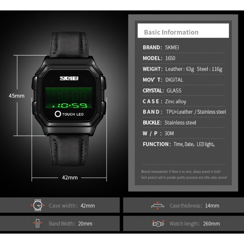 Jam Tangan Pria SKMEI 1650 / Jam Tangan Pria Digital New LED Display