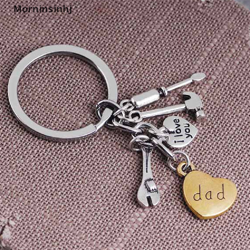 Mornin Father's Day Hand Tools Keychain Gantungan Kunci Silver Ring Hadiah Ayah Keyring id