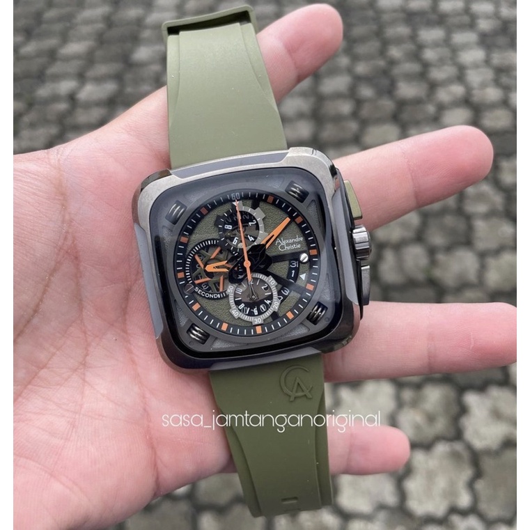 Jam Tangan Alexandre Christie Ac 6577 Original Green Army Pria