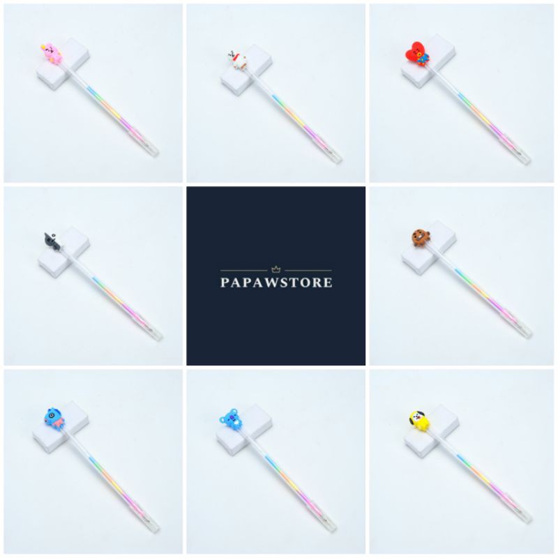 

Pena Ballpoint Air warna-warni Multi Color Pelangi Rainbow BTS/BT21