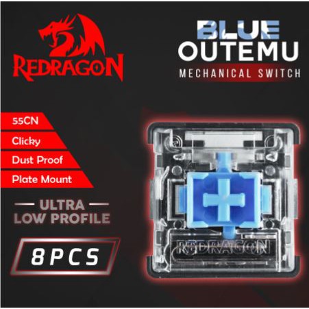 Switch mechanical redragon outemu 8pcs ultra low profile dustproof blue red brown roms-dpulp rd bl br