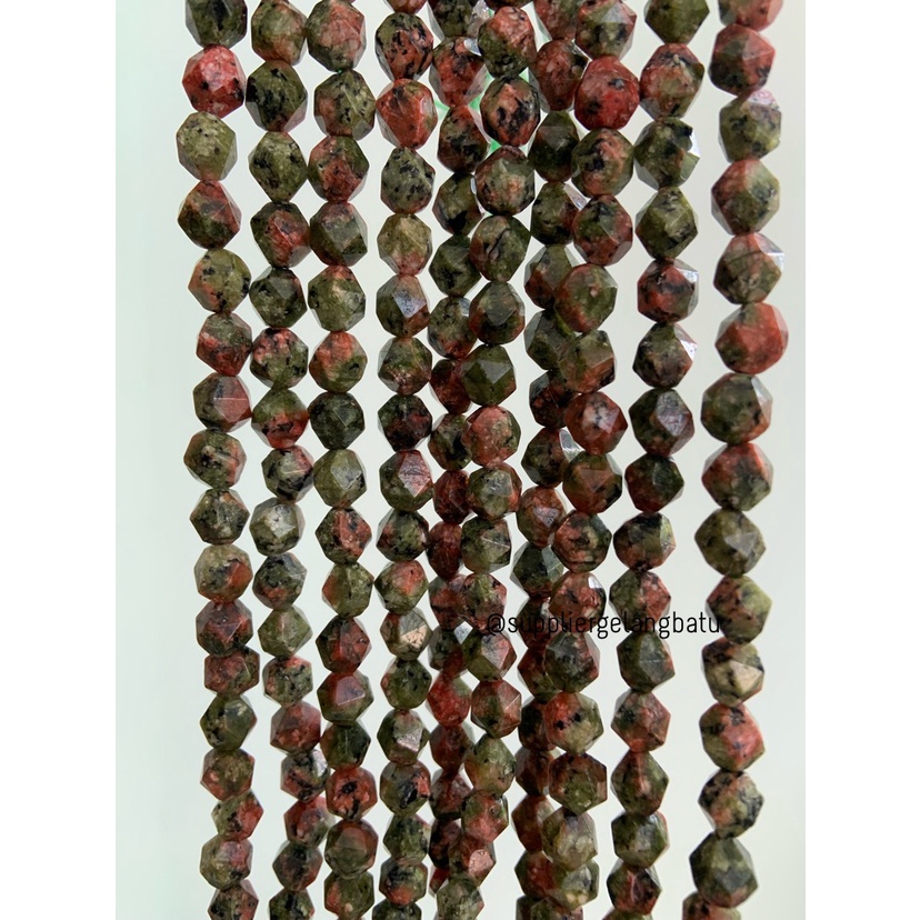 batu hexagon Stone 8mm green malachite akik alam malakit hijau premium