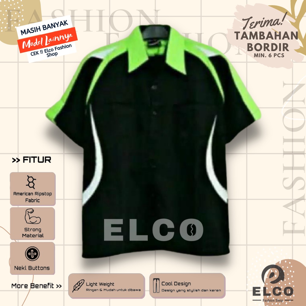 Baju seragam kerja kemeja lengan pendek baju pdh hitam tyt putih hijau stabilo seragam kantor kemeja