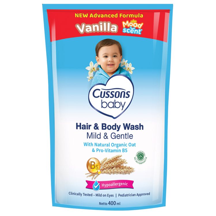 Cussons Baby Hair & Body Wash Mild & Gentle Vanilla Mood Scent Refill 400ml