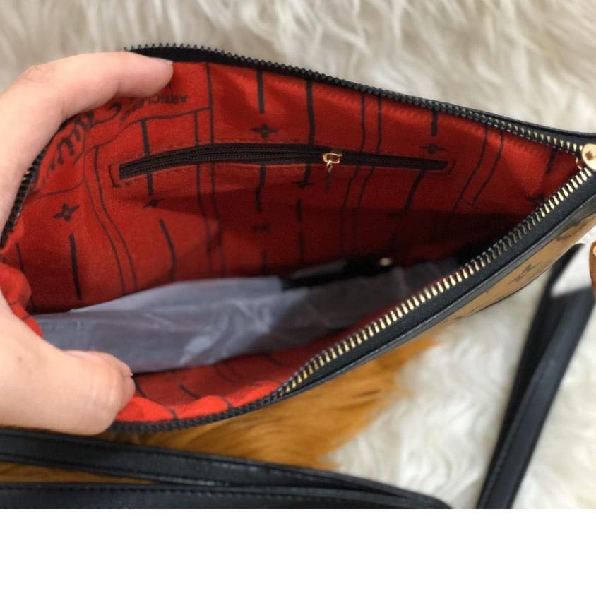 HOT SALE (ilk-491) Clutch Batam LV LINE Super Premium import Tas batam wanita strip