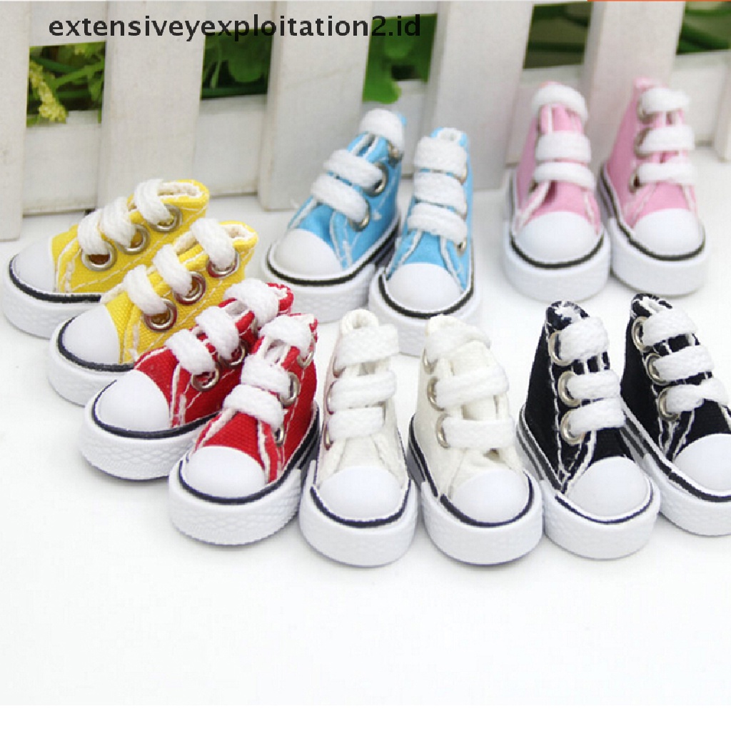 Id Mainan Sepatu Sneakers Denim Kanvas 5cm Untuk Boneka Rusia Bjd 1 / 6 Sepatu Sneakers Denim Ukuran 5cm Untuk Boneka BJD