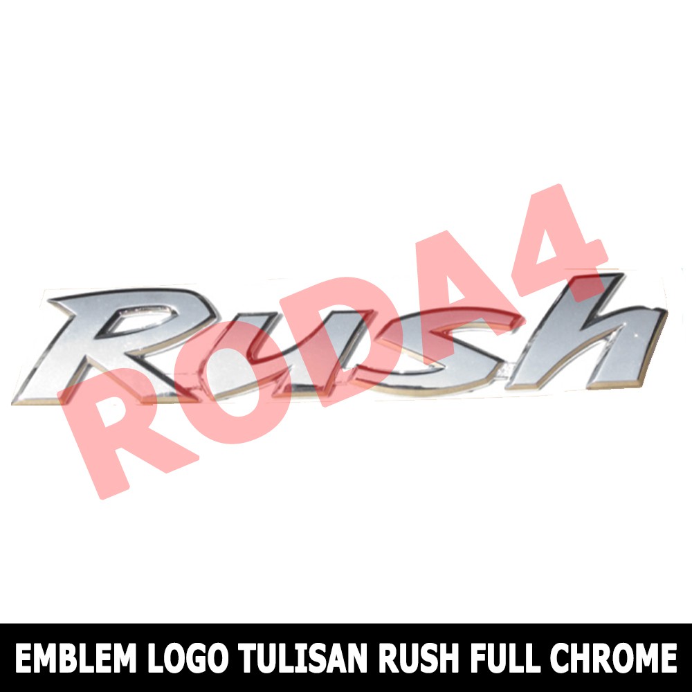Emblem - Mobil Logo  Tulisan Rush Chrome