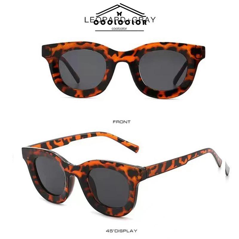 COD✨Kacamata Hitam Leopard Korea Kepribadian Cekung Bingkai Kecil Retro Fashion Bulat Sederhana Retro Sunglasses Klasik Frame Besar Kaca mata Lensa UV400 Untuk Eyeglasses Fashion Pria Wanita Import