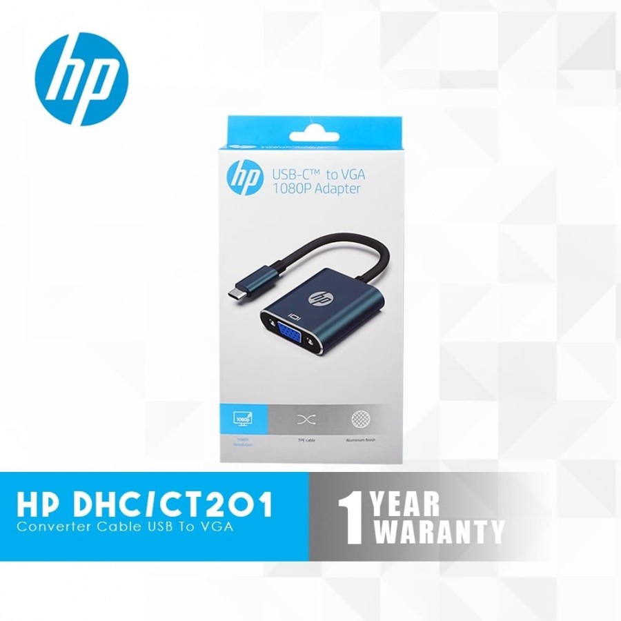 Converter Cable HP DHC-CT201 Type-C to VGA - Konverter HP USB C to VGA