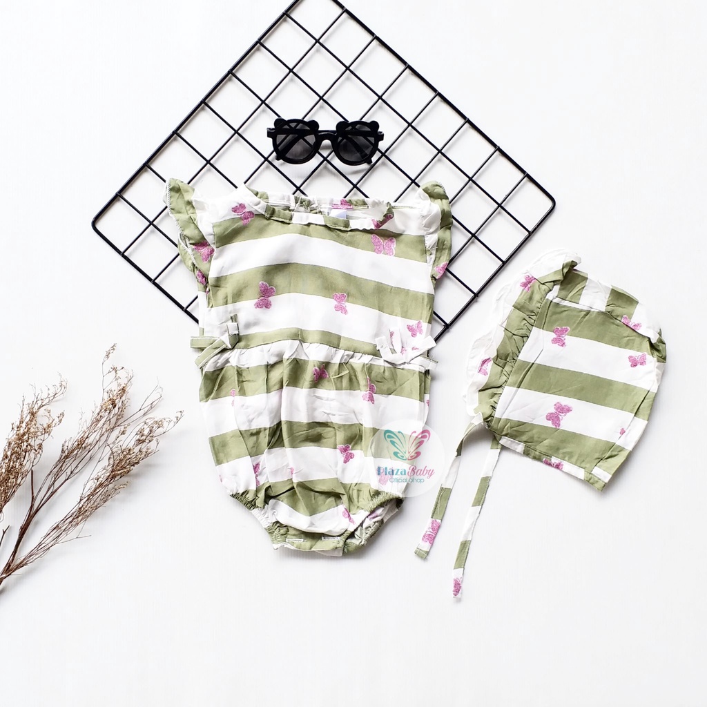 PROMO 7.7 plazababyku  MX ROMPER EMMA setelan bayi motif bunga yang lucu free bonnet PART2