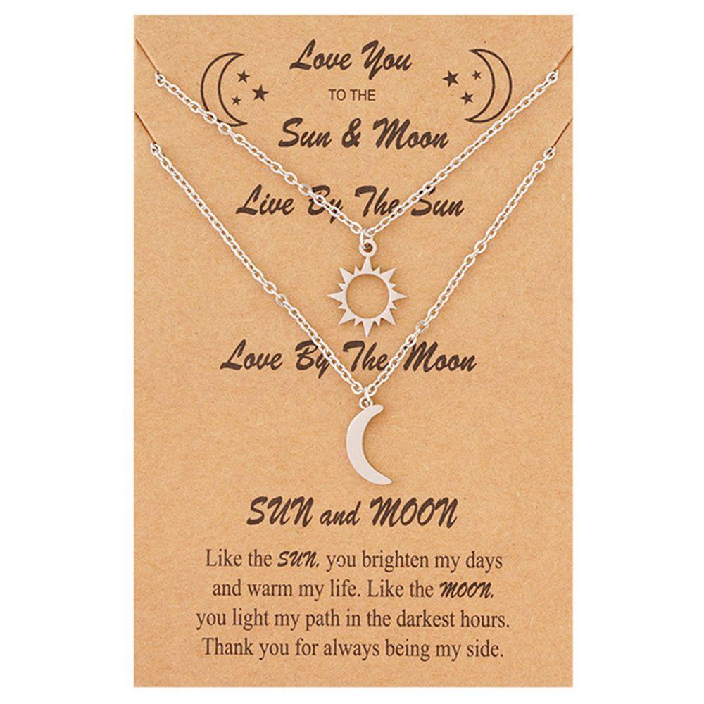 Top Moon Sun Necklace Hadiah Wanita Pria Kalung Klavikula Hari Valentine