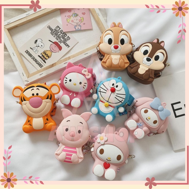 Tas Jelly Anak Rubber Kotak Karakter Import | Tas Selempang Anak Karakter