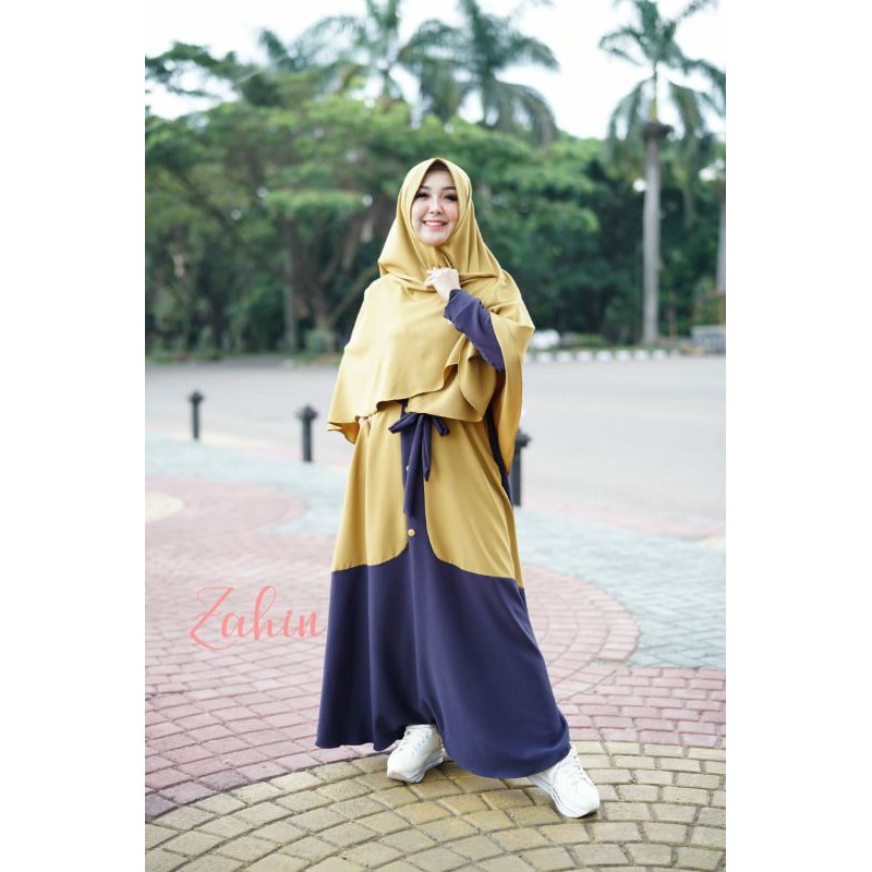 Gamis set syari Kayla ori zahin itycrepe premium muslimah syari fashion modis remaja terbaru