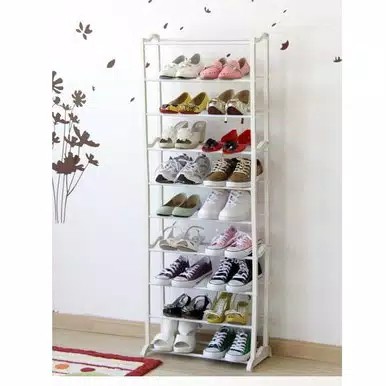 SHENAR Rak Hijab Aesthetic besi Susun 10 / Rak Sepatu Rak Hijab Rak Serbaguna Amazing Shoe Rack