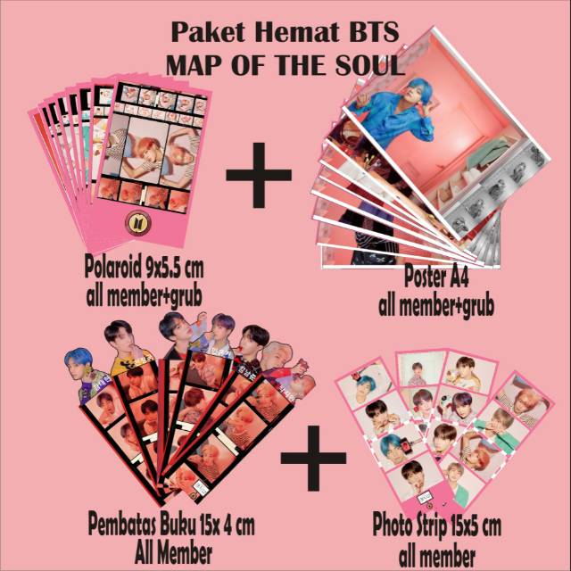 Jual Pahe Bts Mots Map Of The Soul Poster Polaroid Pembatas Buku Photostrip Versi