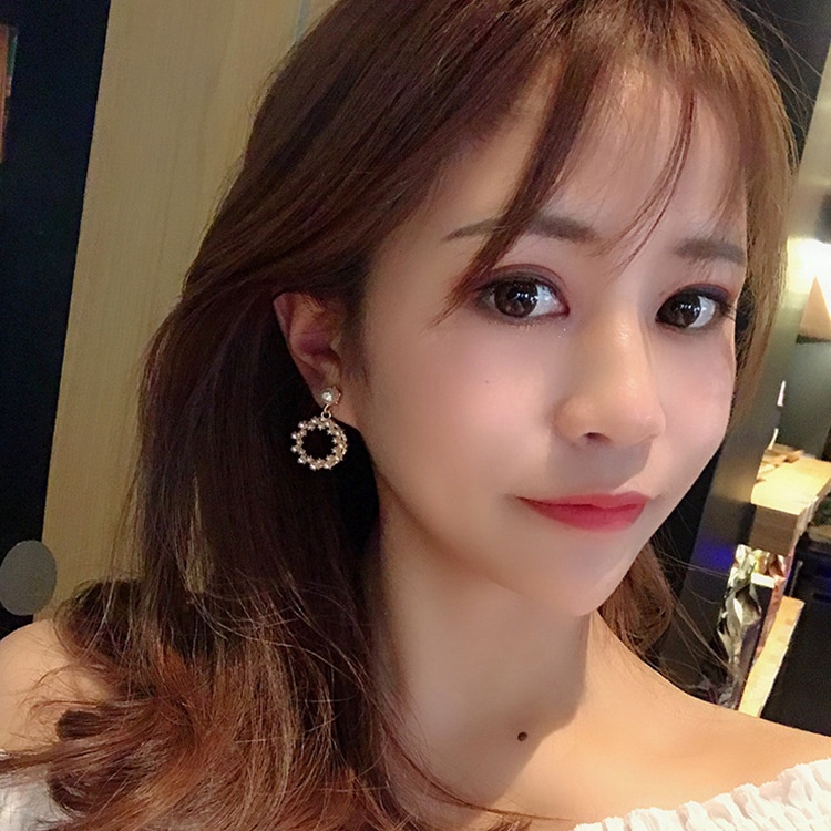 Sterling silver jarum Jepang dan Korea temperamental sosialita gaya mutiara anting-anting hipster se