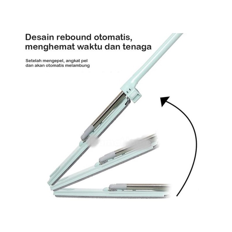 Alat Pel Lantai Flat Mop Pel Tarik Praktis Ultra Mop Hand Free Alat pel fleksibel Free kain refill 703