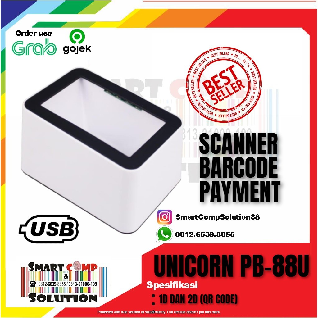Scanner Barcode Omni 2D Unicorn PB-88U/ PB88U- Reader Payment Box USB